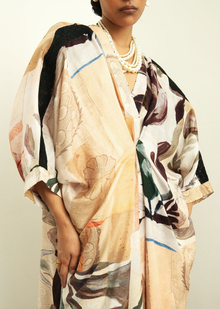 Ambiflora Pin Drape Dress - OFRIDA INDIA