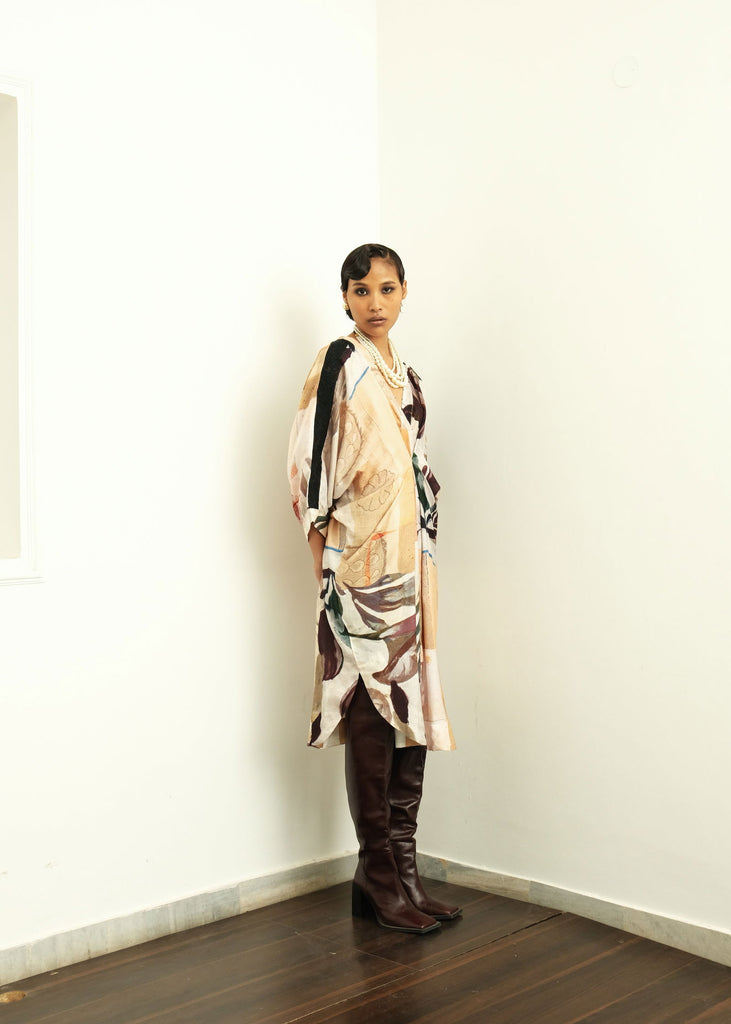 Ambiflora Pin Drape Dress - OFRIDA INDIA